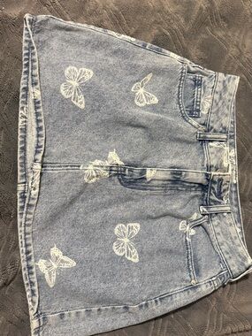 PacSun Light Blue Denim Butterfly Skirt